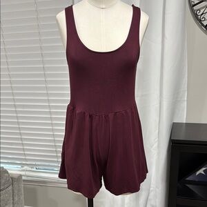AERIE Burgundy Romper Tank Shorts XS